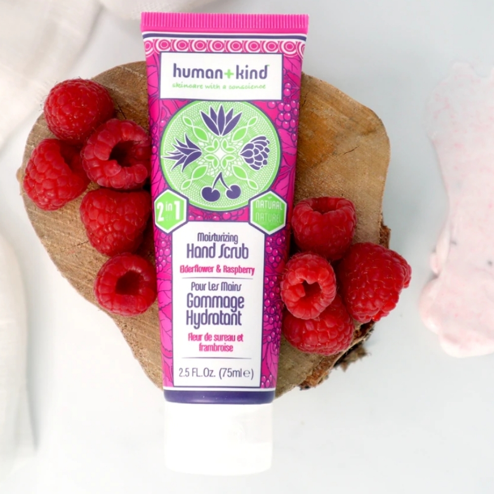 NWT! Human+Kind! Moisturizing Hand Scrub! Elderflower & Raspberry! 2.5fl oz/75mL